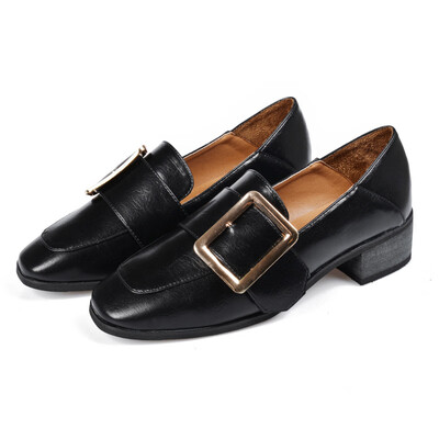 

A663 Europe&the United Kingdom British single shoes womens fashion simple&thick with thin