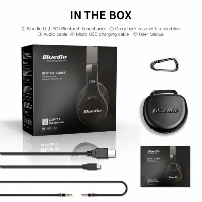 

Bluedio UFO 2nd Generation U2 Bluetooth 50 Wireless Headphones High End 3D PPS Sound Patented 8 Drivers Headset with Mic