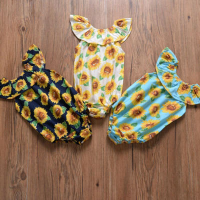 

Newborn Baby Girl Romper Sunfower Jumpsuit Sleeveless Sunsuit Outfits Clothes