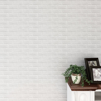

Gobestart New PE Foam 3D Wallpaper DIY Wall Stickers Wall Decor Embossed Brick Stone Gray