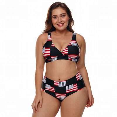 

Plus Size bikini two-piece high waist sling split swimsuit
