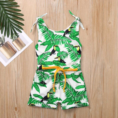 

Baby Girls Kids Toddler Sleeveless Cartoon Printed Jumpsuit Romper Clothes