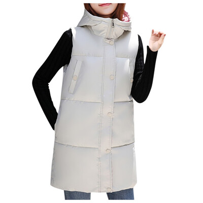 

Toponeto Women Solid Long Outerwear Cotton Jackets Pocket Loose Hooded Vest Coats