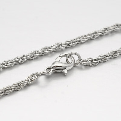 

Iron Rope Chain Necklace Makings with Alloy Lobster Claw Clasps&Iron End Chains Platinum 291"