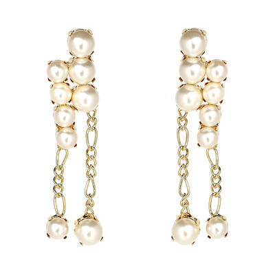 

Elegant Simulated Pearl Dangle Earrings for women Vintage Thread String Earrings Long White Black Brincos JURAN Fashion Jewelry