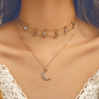 

Bohemian Multi Layer Pendant Necklaces Choker for Women Chain Golden Geometric Charm Chains Necklace Jewelry Gifts Drop Shipping