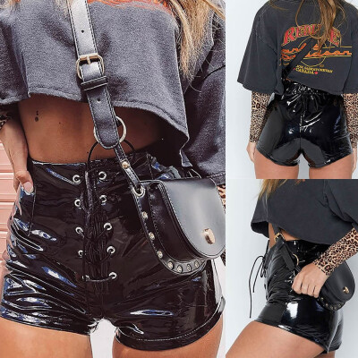 

〖Follure〗Womens Leather Shorts Sexy Leather Slim Bag Hip High Waist Hot Pants