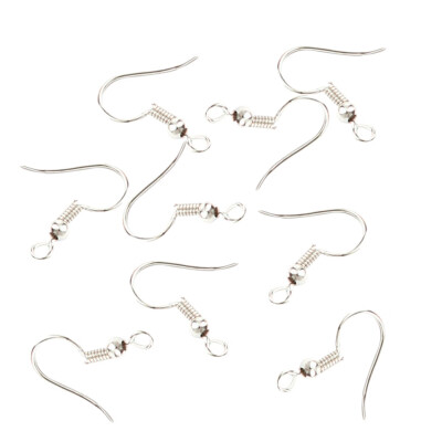 

Wholesale 100 Pcs Silver Earrings Hook Coil Ear Wires Bulk Jewelry Making DIY