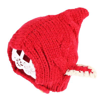 

Winter Newborn Hats Cute Warm Kids Girls Baby Solid Print Hats Knitted Wool Hemming Caps
