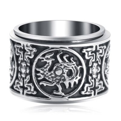 

Stylish Men Titanium Steel Chinese Ancient Guardian Beast Spinner Rings Jewelry Mens Jewellery Rings