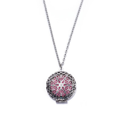 

Aromatherapy Essential Oil Diffuser Necklace - Locket Pendant6 Refill Pads Round-Antique Silver