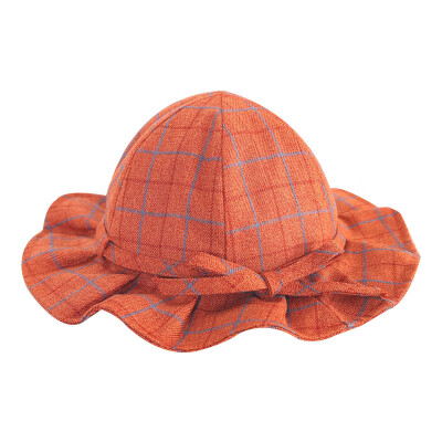 

Spring Toddler Baby Girls Plaid Print Bucket Kids Hats Caps Reversible Sun Headwear Fashion Bucket Hats