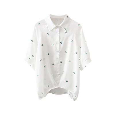 

2019 Blouse Women Wild Vintage Embroidery Casual Loose Single-breasted Cotton Long Sleeve Lapel Blouse blusas mujer de moda