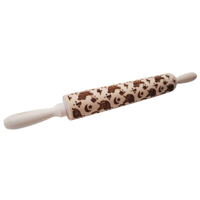 

Christmas Rolling Pin Wooden Christmas Engraved Carved Embossing Rolling Pin Dough Stick Baking Kitchen Pastry Tool