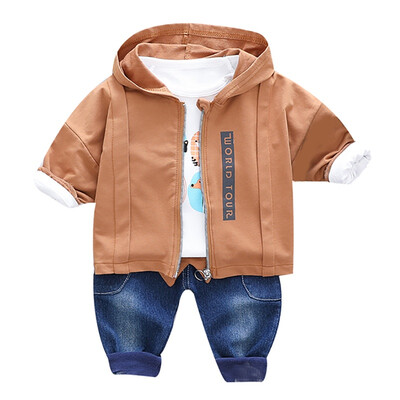 

Autumn Baby Boy Girl Cute Long Sleeve Cartoon Print T-shirt Hoodie Letters Sweatshirt Denim Trousers Casual Outfits