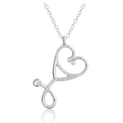 

Stethoscope Necklace Heart Stethoscope Pendant With Rhinestone Necklace Doctor