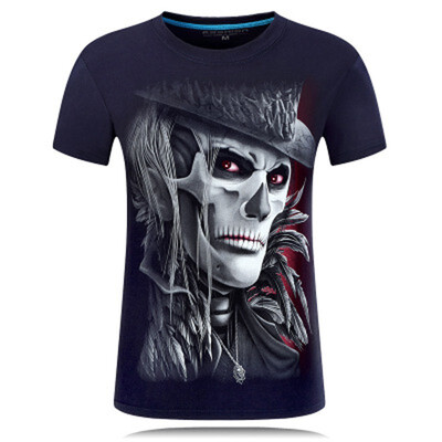 

018 Hot sale New Mens Summer Skull Poker Printing Men Short Sleeve T-shirt 3D T Shirt Casual T-shirt Plus Size T-shirt