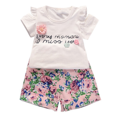 

Kids Clothes Sleeveless Summer Style Baby Girls Shirt Shorts 2pcs Suit Children Clothing Sets Casual Style