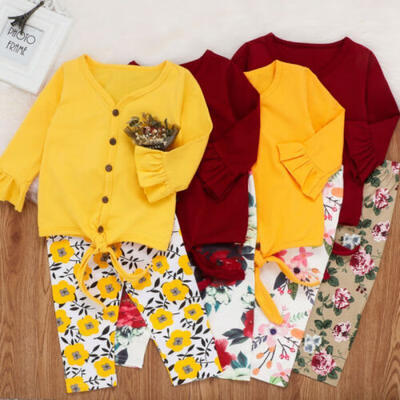 

Newborn Baby Girls Winter Clothes Set Tops T-Shirt Floral Pants Tracksuit Outfit