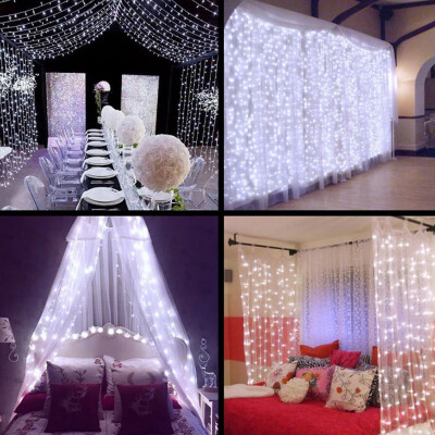 

Gobestart USB Curtain Lights 3m 300 LED 8 Modes with Control Christmas Party