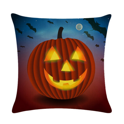 

18" Pumpkin Print Cotton Linen Cushion Cover Pillow Case Halloween Home Decor