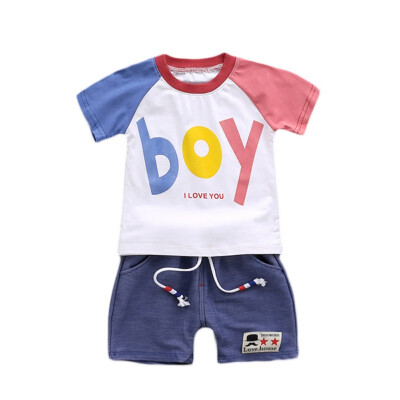 

Summer baby boy clothes set 2PCS cotton print boy pattern t-shirtshorts for 0-4Y