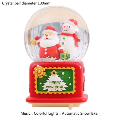 

New Music Box Square Base Christmas Tree Santa Deer Snow Lighting Crystal Ball Music Box Floating Snow Home Decor Gift For Kids
