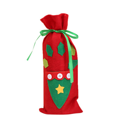 

Tailored Red Wine Bottle Cover Bags Decoration Home Party Santa Claus Christmas