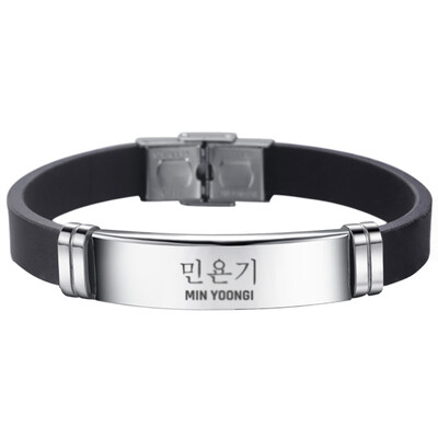 

BTS EXO GOT7 Black Pink Seventeen Twice Stainless Steel Sports Bracelet Combination Logo Adjustable Bracelet