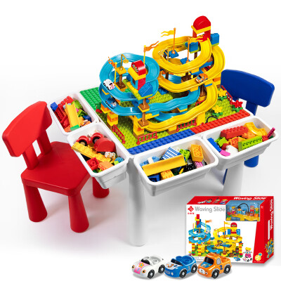 

Wangao Wangao childrens toys assembled large particles compatible with Lego product table 2-3-6 years old multi-functional storage boy&girl game learning table assembled 195