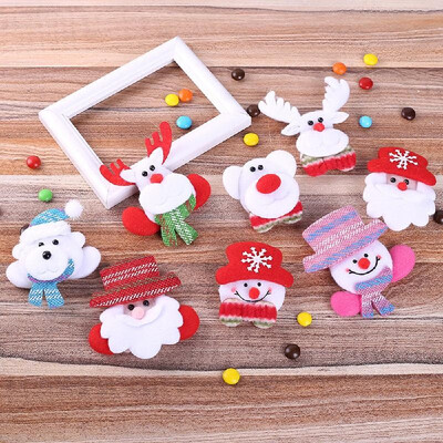 

LED Glowing Drooch Doll Hair Clip Santa Snowman Elk Bear Doll Pendant Christmas Decorations Christmas Child Gift