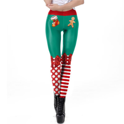 

1pc Leggings Women Stretchy Knit Christmas Gift Snowflake Leggins Ankle Length Tribal Printed Casual Skinny Slim Legging