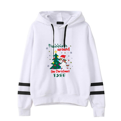 

Women Long Sleeve Unicorn Dabbing Print Christmas Tree Hoodie