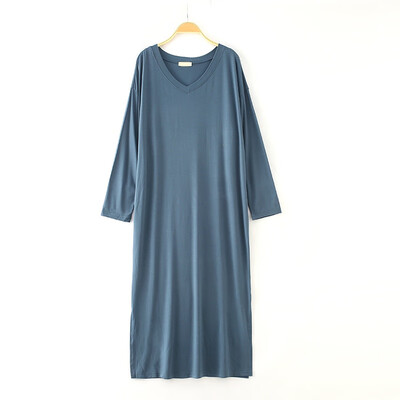 

Women Long-sleeved V-neck Dress Loose Modal Nightdress Large Size Long Night Dress New Arrived
