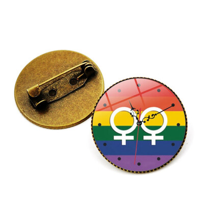 

Gay Pride Time Gem Brooch Fashion Love Rainbow Brooch Jewelry Needle for Your Loved One