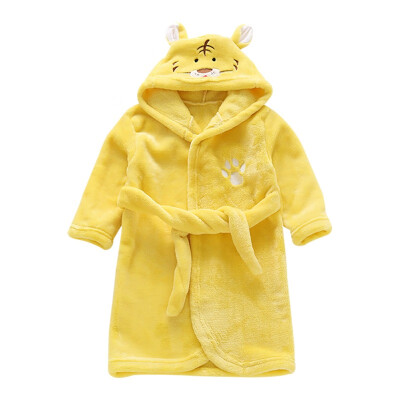 

1-7Y Autumn Winter Kids Flannel Hooded Sleepwear Toddler Baby Soft Bathrobe Robe Cartoon Pajamas Boys Girls Sleepwears 2019