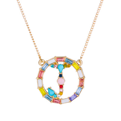 

Fashion Gold Silver Style Cubic Zirconia A-Z Initials Letter Pendant Necklaces