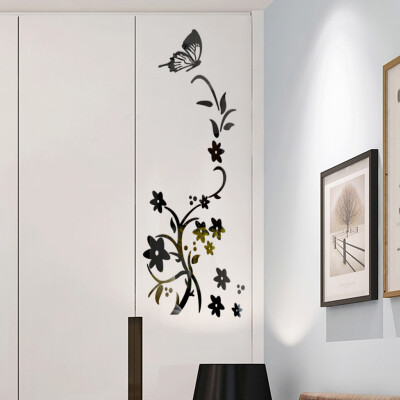 

Toponeto 3D Diy Flower Butterfly Shape Acrylic Wall Sticker Modern Stickers Decoration