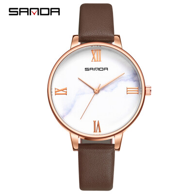 

SANDA P226 Simple Women Watch Leather Quartz Movement Watch Waterproof Casual Clock Wristwatch for Female