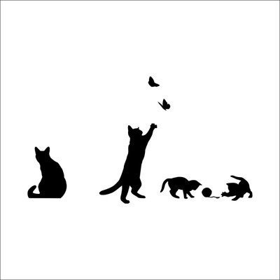 

Creative Black Cats Design Catching Butterfly Playing with Ball DIY Vinyl Wall Decals Wall Stickers Chic Simple Style