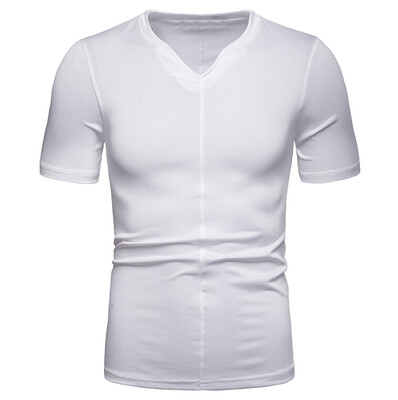 

Toponeto Mens Fashion Summer Solid T Shirt Leaf Short Sleeve Tops Casual Open Shirts