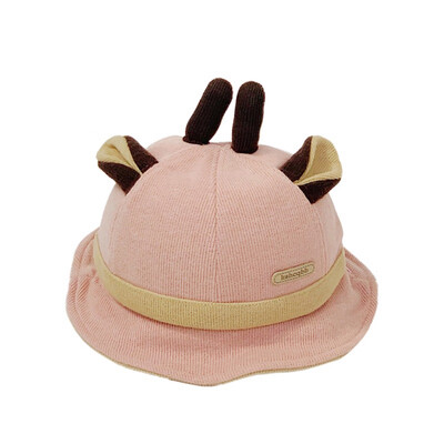 

Baby Boys Girl Solid Print Bucket Hats Cartoon Ear Design Caps Reversible Sun Headwears 1-4y Autumn