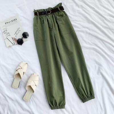 

Wild Casual Loose Women Pants Fashion High Waist Straight Pants Solid Color Pocket Decoration Autumn Womens Ankle-length Pants