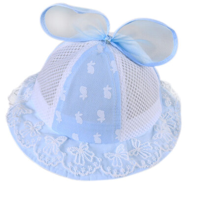 

Cute Summer Mesh Baby Girl Printed Lace Hat Beach Cap Bow Bucket Sun Cap