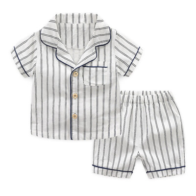 

New Summer Children Pajamas Cotton Sleepwear Striped Baby Pajamas Set Girls Boys Underwear Kids Suits ShirtShorts 2pcs