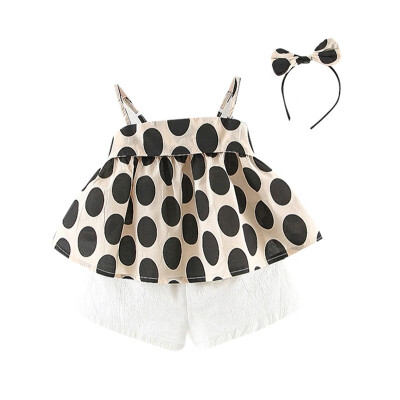 

Girls Clothes for Little Girl Clothes Set 3PCS Lovely Dot Shirt Casual Shot Pant With Headband Summer Clothes
