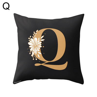 

Capital Letter Flower Print Pillow Case Waist Throw Cushion Cover Bedroom Decor