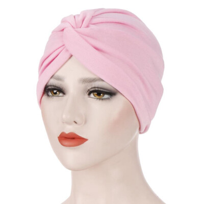 

Muslim Women Pleated Turban Hijab Cap Cancer Chemo Hat Cotton Head Scarf For Hair Loss Accessories