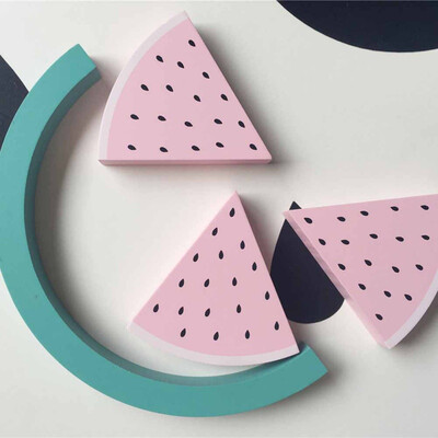 

Safe Natural Wooden Watermelon Decoration Crafts With Early Educational Toy Building Blocks Set Wood Ornaments Kids Room Decor