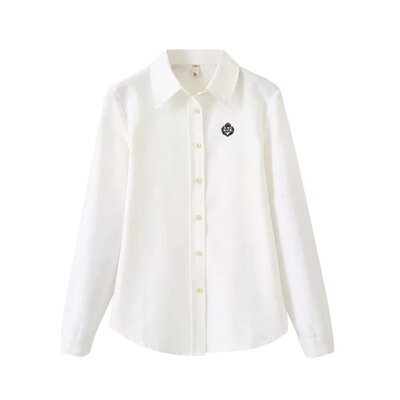 

Women Fashion Blouse Elegant Swan Embroidery White Blusas Office Lady Vintage Long Sleeve Shirt Work Wear Slim Tops Blusa